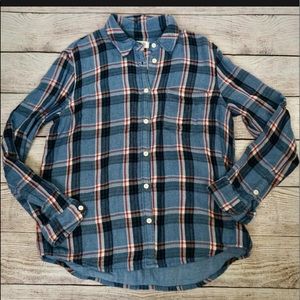 Madewell blue flannel plaid button down